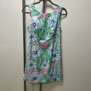 Lilly Pulitzer Delia Dress Sand Bar Blue Splish Splash Neon Size 0. Lined.